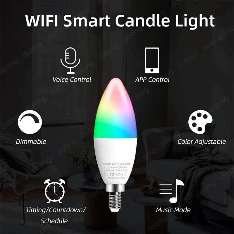 SmartScene Wi-Fi Smart Candle Bulb with App & Voice Control